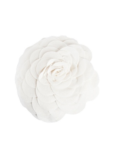 Saro Lifestyle Ivory Flower Pillow