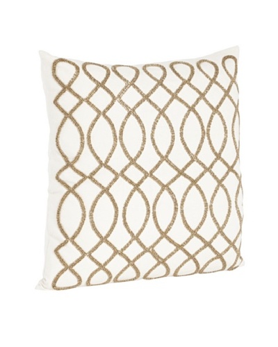 Saro Lifestyle Bronze Swirl Design Beaded Pillow