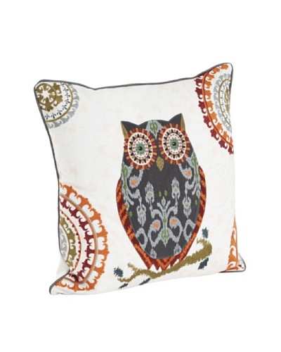 Saro Lifestyle Grey Owl Design Pillow