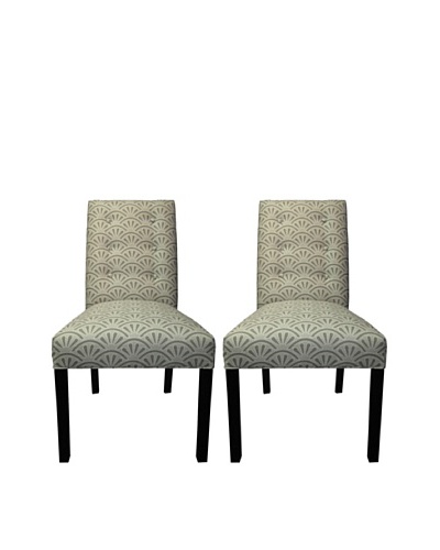 Sole Designs Kacey 6 Button Tufted Pair of Dining Chairs, Bonjour Platinum