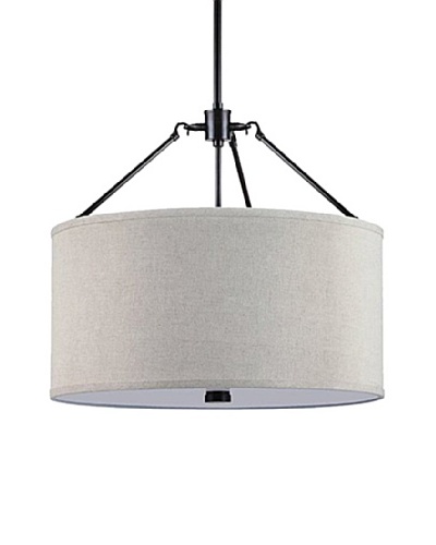 Sea Gull Lighting Brayden 3-Light Linen Shade Pendant, Burnt Sienna/Beige