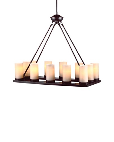 Sea Gull Lighting Ellington 12-Light Rectangle Chandelier, Burnt Sienna