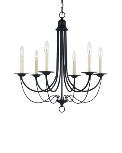 Sea Gull Lighting Plymouth 6-Light Candelabra Chandelier, Blacksmith