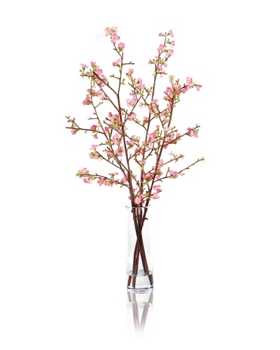 New Growth Designs Faux Quince Stems in Vase, Pink