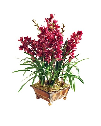 Winward Large Fucshia Faux Orchid in Planter, Fuchsia