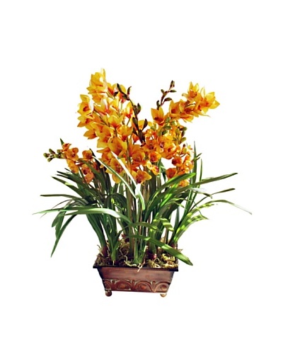 Winward Medium Gold Faux Orchid in Planter, Gold