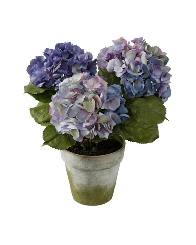 Winward Three Potted Faux Hydrangea Stems, Purple/Green