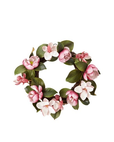 Winward Faux Magnolia Wreath, Fuchsia