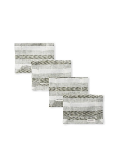 Sferra Set of 4 Ascot Cocktail Napkins, Forest