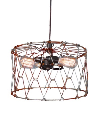 Shades of Light Aged Metal Cage Drum Shade Pendant - Small