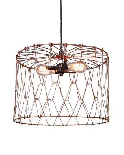Shades of Light Aged Metal Cage Drum Shade Pendant - Large
