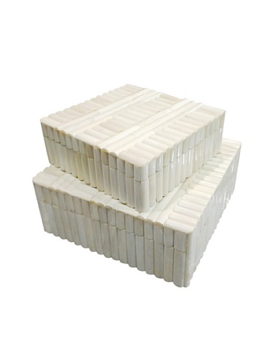 Shine Creations Set of 2 Bone Boxes, White