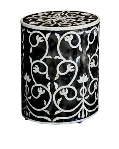 Shine Creations Round Stool, Black/White