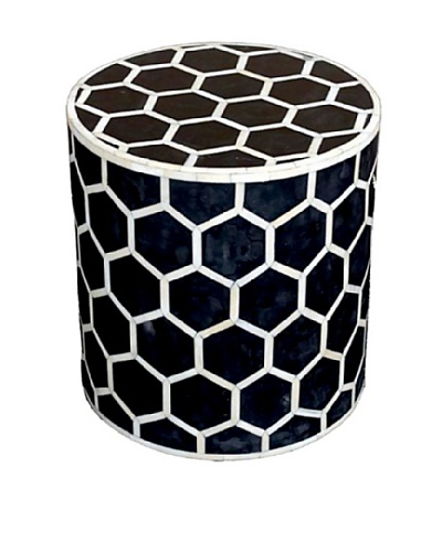 Shine Creations Round Stool, Black/White