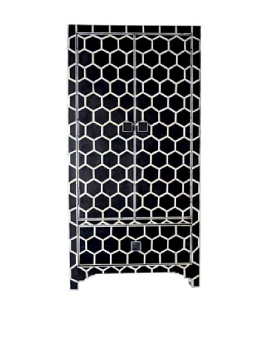 Shine Creations Bone Inlay Cabinet, Black/White