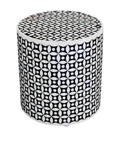 Shine Creations Round Stool, White/Black