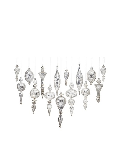 Shiraleah Set of 15 Assorted Sculptured Glass Ornaments