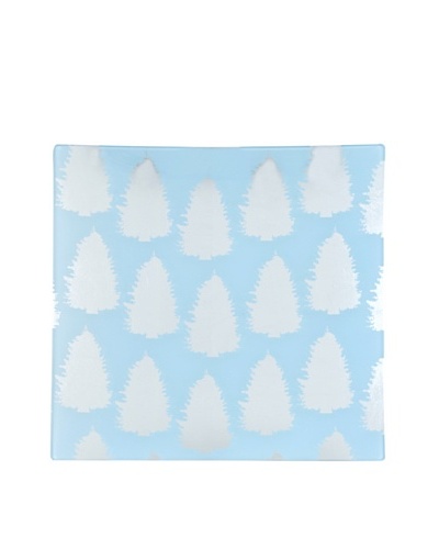 Silver Trees In Sky Square Plate