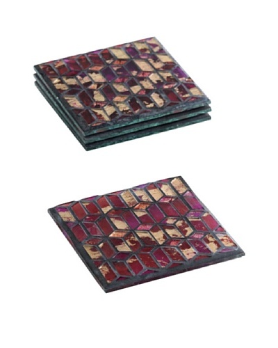Shiraleah Set of 4 Slimane Ruby Mosaic Coasters
