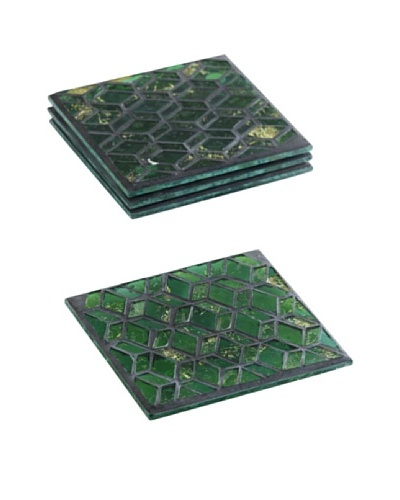 Shiraleah Set of 4 Slimane Emerald Mosaic Coasters