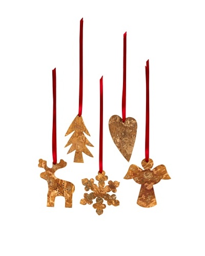 Shiraleah Assorted Set of 5 Hand Carved Ornaments