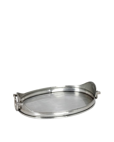 Sidney Marcus Plantation Oval Brass Tray, Antique Pewter