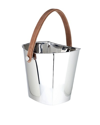 Sidney Marcus Hampton Stainless Steel Wine Cooler with Leather Handle, Polished