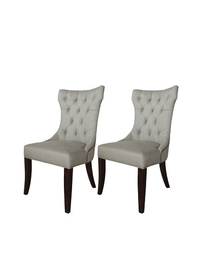 nuLOOM Set of 2 Corina Linen Upholstered Dining Chairs