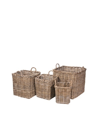 Skalny Set of 4 Rattan Storage Square Baskets