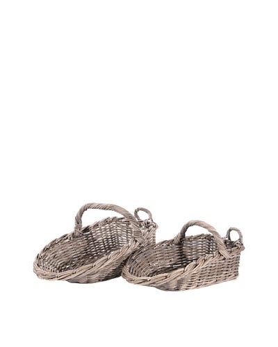 Skalny Set of 2 Scoop Rattan Baskets, Kubu Grey