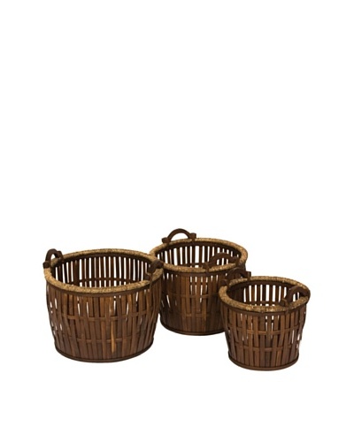 Skalny Set of 3 Round Bamboo Storage Baskets