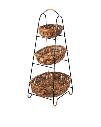 Skalny Rectangular Rattan/Metal Amenities Display With 3 Baskets