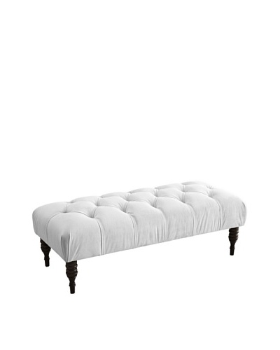 Skyline Velvet Tufted Bench, White