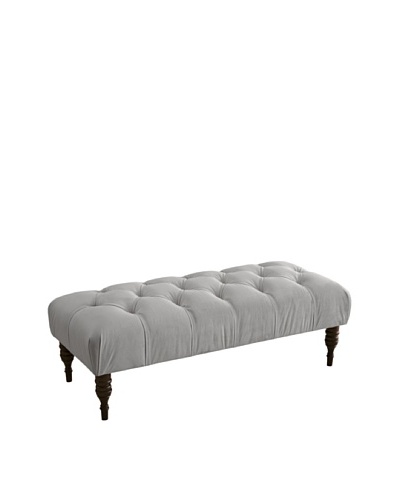 Skyline Velvet Tufted Bench, Light Grey