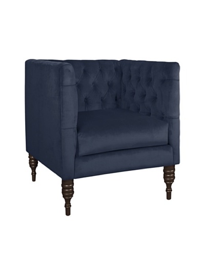 Skyline Velvet Tufted Chair, Regal Navy