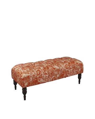 Skyline Tufted Bench, Coral Rose