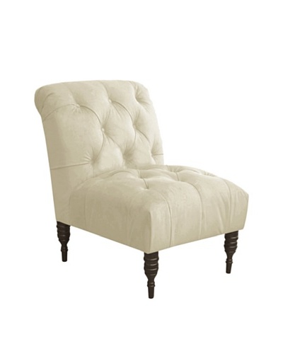 Skyline Velvet Tufted Chair, Regal Antique White