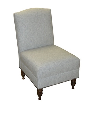 Skyline Pewter Nailhead Stud-Accented Armless Chair, Charcoal Stripe