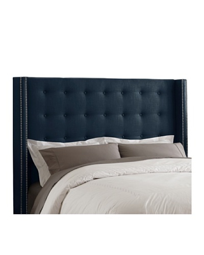 Skyline Pewter Nail Button Tufted Wingback Headboard