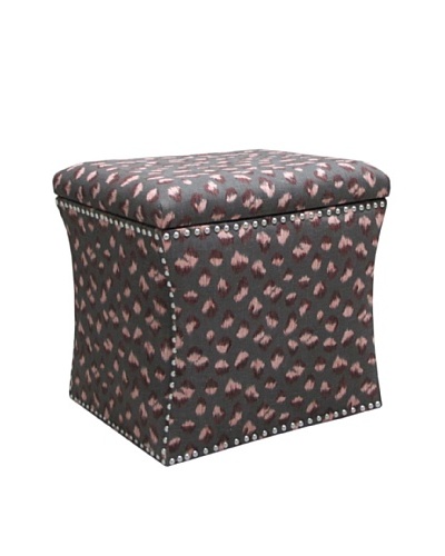 Skyline Nailhead Stud-Accented Storage Ottoman, Feline Graphite