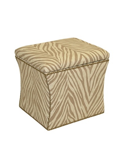 Skyline Brass Nail Button Storage Ottoman, Camel