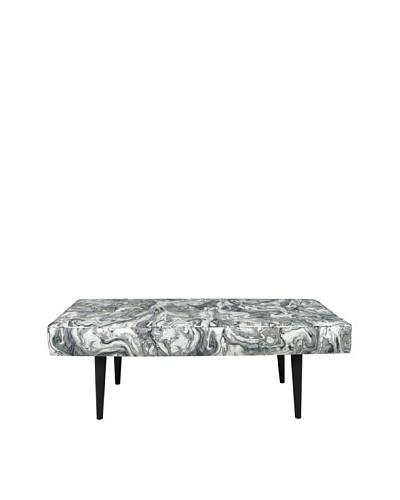 Skyline Furniture Modern Bench with Buttons, Marbleized Zinc