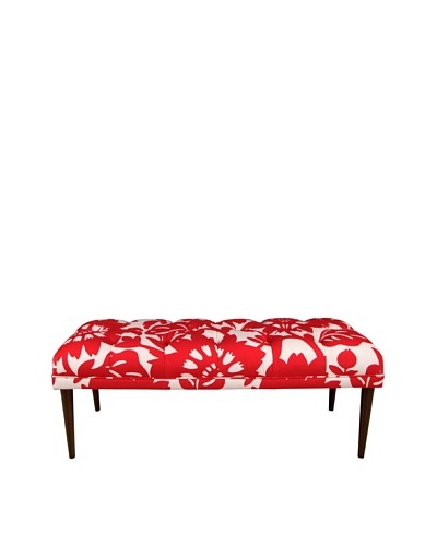 Skyline Furniture Tufted Bench with Cone Legs, Gerber Cherry