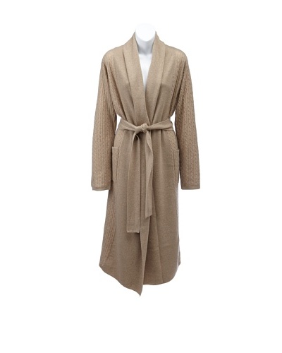 Sofia Cashmere Women's Cable-Knit Bathrobe [Heather Taupe]