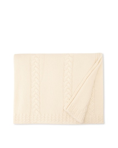 Sofia Cashmere Calabria Cable Stripe Knit Throw [Ivory]