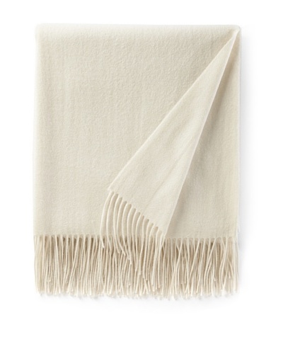 Sofia Cashmere Fringed Woven Throw, Ivory, 56″ x 66″