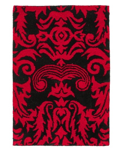 Soho Rugs Contemporary Damask Rug [Black/Red]