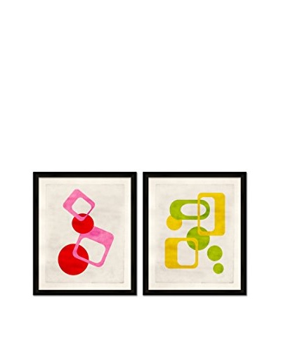 Soicher Marin Set of 2 Mod Giclée Reproductions, Red/Pink/Green/Yellow