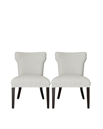 Sole Designs Set of 2 Melrose Chain Wingback Chairs, Light Blue