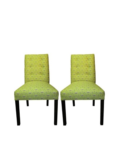Sole Designs Kacey 6 Button Tufted Pair of Dining Chairs, Bonjour Wassabi